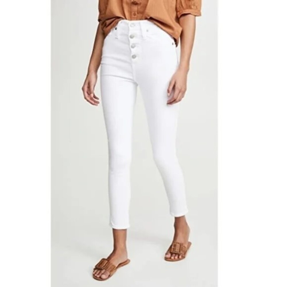 Madewell button fly white 10” Highrise skinny crop jeans 23